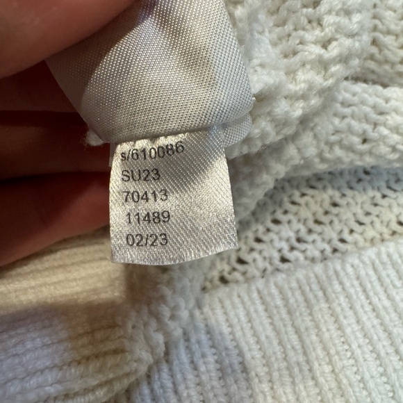 LOFT White Open Stitch Short Sleeve Polo Sweater Knit Top Large - Picture 9 of 10
